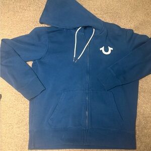 True Religion Navy Blue Buddha Graphic Zip Up Hoodie